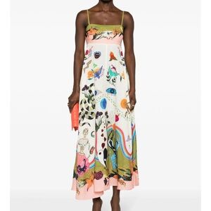 NWOT Alemais evergreen printed linen dress